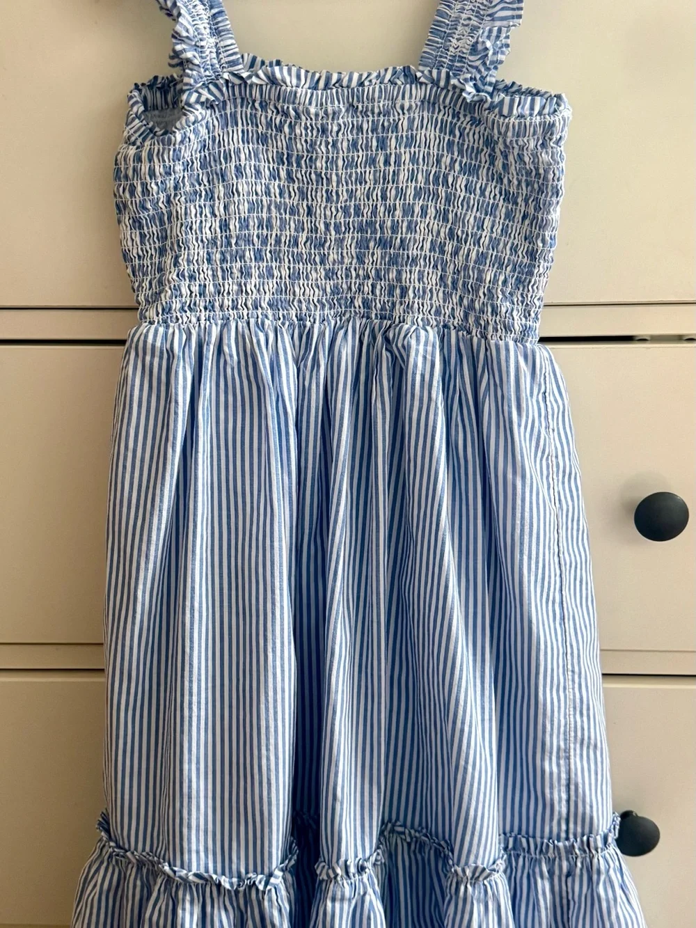 Crewcuts Light Blue and White Striped Smocked Sundress